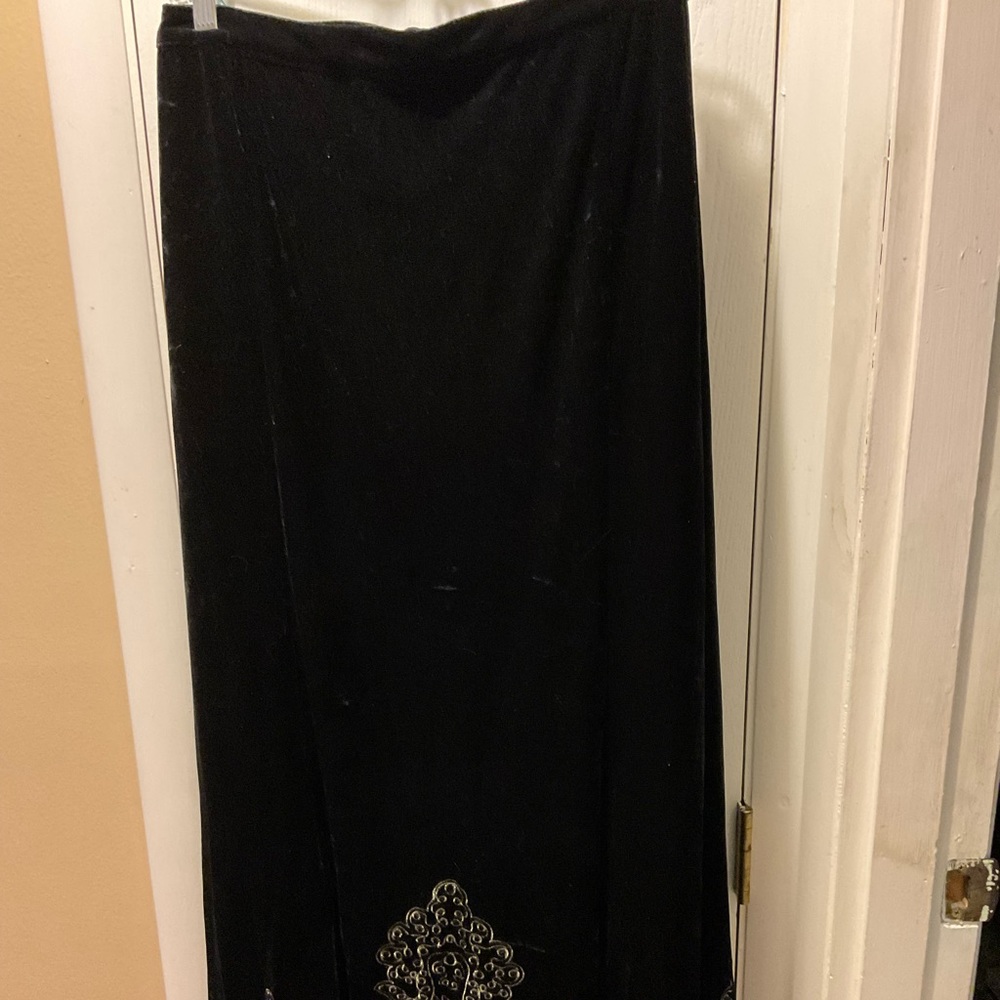 Womens long Velvet brocade skirt